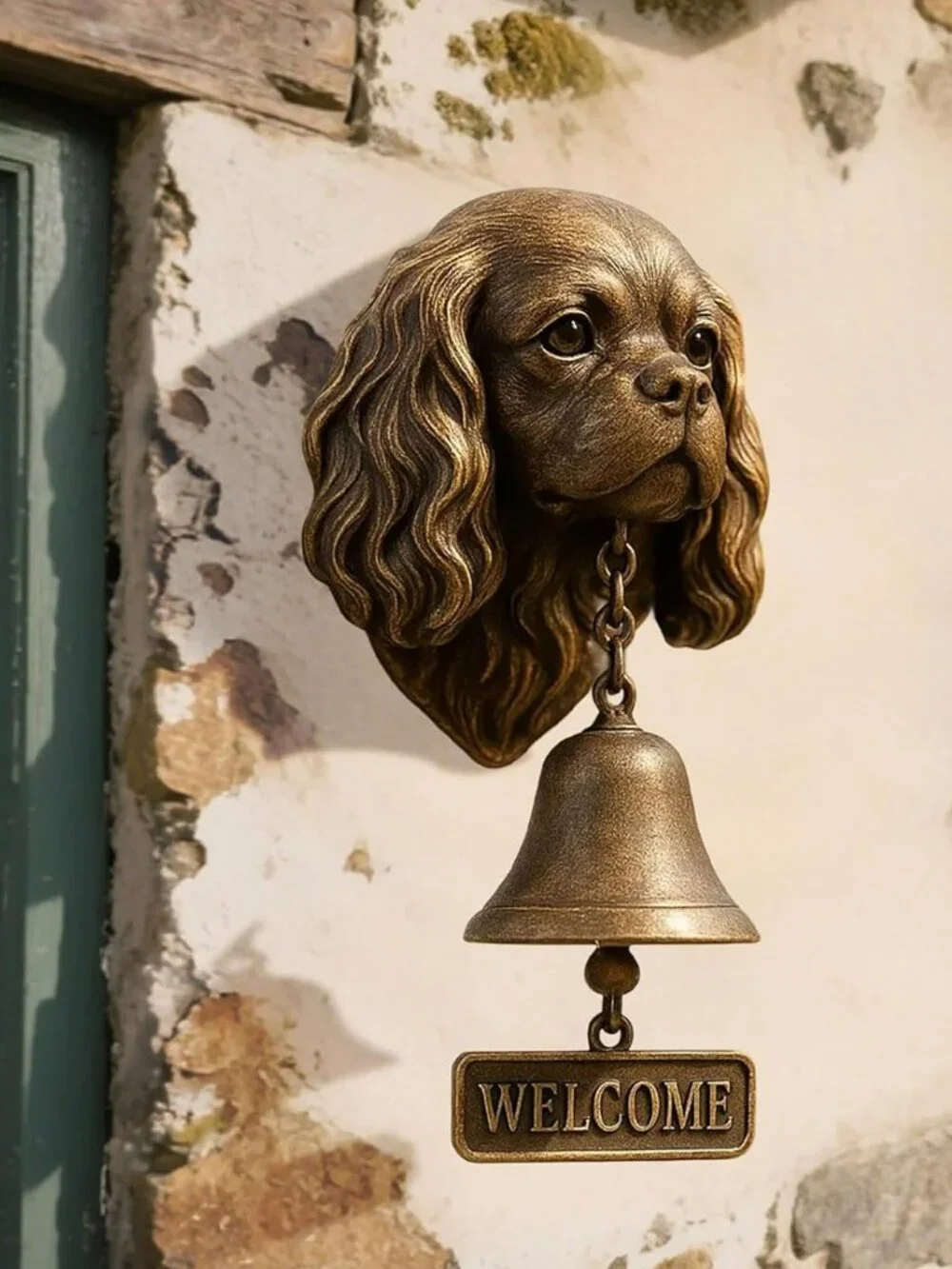 King Charles Spaniel Welcome Doorbell Wall Mount Metal Bell
